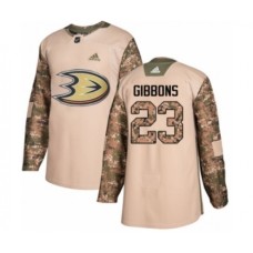 Men Adidas Anaheim Ducks #23 Brian Gibbons Authentic Camo Veterans Day Practice NHL Jersey