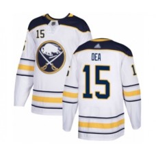 Men Buffalo Sabres #15 Jean-Sebastien Dea Authentic White Away Hockey Stitched Jersey