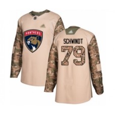 Men Florida Panthers #79 Cole Schwindt Authentic Camo Veterans Day Practice Hockey Stitched Jersey