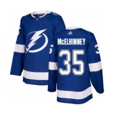 Men Tampa Bay Lightning #35 Curtis McElhinney Authentic Royal Blue Home Hockey Stitched Jersey