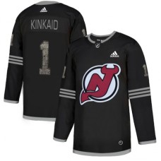 Men Adidas New Jersey Devils #1 Keith Kinkaid Black Authentic Classic Stitched NHL Jersey