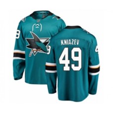 Men San Jose Sharks #49 Artemi Kniazev Fanatics Branded Teal Green Home Breakaway Hockey Stitched Jersey