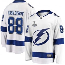 Men Tampa Bay Lightning #88 Andrei Vasilevskiy Fanatics Branded White Away 2020 Stanley Cup Champions Breakaway Stitched Jersey