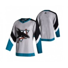 Men San Jose Sharks Blank Grey 2020-21 Reverse Retro Alternate Hockey Stitched Jersey