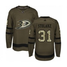 Men Anaheim Ducks #31 Anthony Stolarz Authentic Green Salute to Service Hockey Stitched Jersey