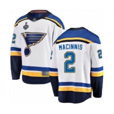 Men St. Louis Blues #2 Al Macinnis Fanatics Branded White Away Breakaway 2019 Stanley Cup Final Bound Hockey Jersey