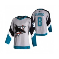 Men San Jose Sharks #8 Joe Pavelski Grey 2020-21 Reverse Retro Alternate Hockey Stitched Jersey