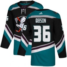 Men Adidas Anaheim Ducks #36 John Gibson Authentic Black Teal Third NHL Jersey