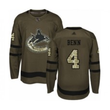 Men Vancouver Canucks #4 Jordie Benn Authentic Green Salute to Service Hockey Stitched Jersey