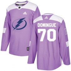 Men Adidas Tampa Bay Lightning #70 Louis Domingue Authentic Purple Fights Cancer Practice NHL Jersey