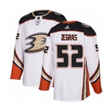 Men Anaheim Ducks #52 Trevor Zegras Authentic White Away Hockey Stitched Jersey