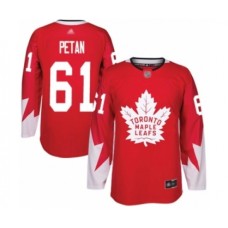 Men Toronto Maple Leafs #61 Nic Petan Authentic Red Alternate Hockey Stitched Jersey