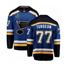 Men St. Louis Blues #77 Pierre Turgeon Fanatics Branded Royal Blue Home Breakaway 2019 Stanley Cup Champions Hockey Jersey