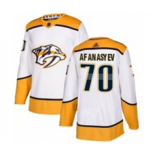 Men Nashville Predators #70 Egor Afanasyev Authentic White Away Hockey Stitched Jersey