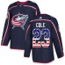 Men Adidas Columbus Blue Jackets #23 Ian Cole Authentic Navy Blue USA Flag Fashion NHL Jerse