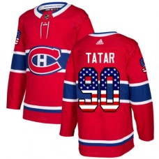 Men Adidas Montreal Canadiens #90 Tomas Tatar Authentic Red USA Flag Fashion NHL Jersey