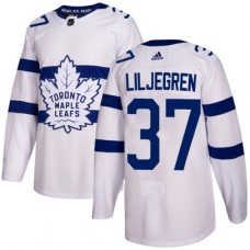 Men Adidas Toronto Maple Leafs #37 Timothy Liljegren Authentic White 2018 Stadium Series NHL Jersey