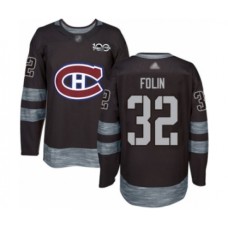 Men Montreal Canadiens #32 Christian Folin Authentic Black 1917-2017 100th Anniversary Hockey Stitched Jersey