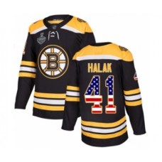 Men Boston Bruins #41 Jaroslav Halak Authentic Black USA Flag Fashion 2019 Stanley Cup Final Bound Hockey Jersey