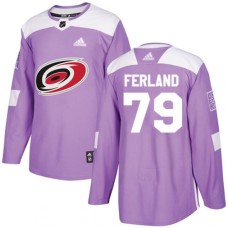 Men Adidas Carolina Hurricanes #79 Michael Ferland Purple Authentic Fights Cancer Stitched NHL Jersey