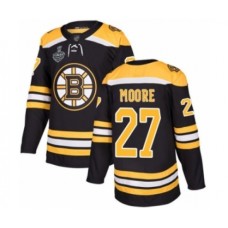 Men Boston Bruins #27 John Moore Authentic Black Home 2019 Stanley Cup Final Bound Hockey Jersey