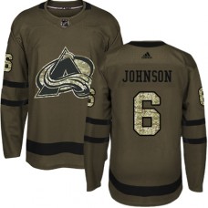 Men Adidas Colorado Avalanche #6 Erik Johnson Authentic Green Salute to Service NHL Jersey