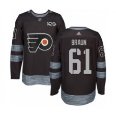 Men Philadelphia Flyers #61 Justin Braun Authentic Black 1917-2017 100th Anniversary Hockey Stitched Jersey