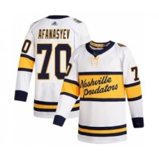 Men Nashville Predators #70 Egor Afanasyev Authentic White 2020 Winter Classic Hockey Stitched Jersey