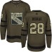 Men Adidas New York Rangers #28 Chris Bigras Authentic Green Salute to Service NHL Jersey