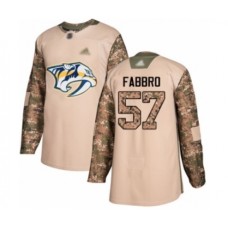 Men Nashville Predators #57 Dante Fabbro Authentic Camo Veterans Day Practice Hockey Stitched Jersey