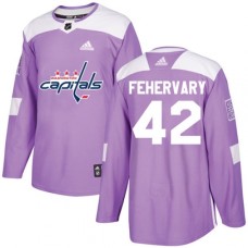 Men Adidas Washington Capitals #42 Martin Fehervary Authentic Purple Fights Cancer Practice NHL Jersey