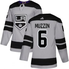 Men Adidas Los Angeles Kings #6 Jake Muzzin Premier Gray Alternate NHL Jersey