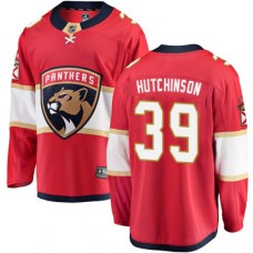 Men Florida Panthers #39 Michael Hutchinson Authentic Red Home Fanatics Branded Breakaway NHL Jersey