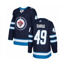 Men Winnipeg Jets #49 Logan Shaw Authentic Navy Blue Home Hockey Stitched Jersey