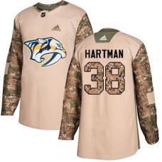 Men Adidas Nashville Predators #38 Ryan Hartman Authentic Camo Veterans Day Practice NHL Jersey