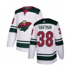 Men Minnesota Wild #38 Ryan Hartman Authentic White Away Hockey Stitched Jersey