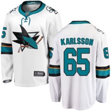 Men San Jose Sharks #65 Erik Karlsson Fanatics Branded White Away Breakaway NHL Jersey