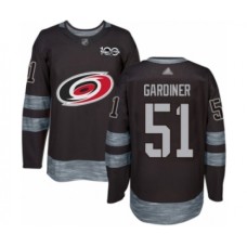 Men Carolina Hurricanes #51 Jake Gardiner Authentic Black 1917-2017 100th Anniversary Hockey Stitched Jersey