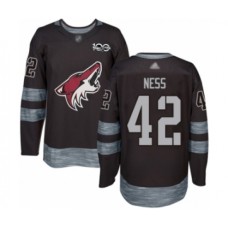 Men Arizona Coyotes #42 Aaron Ness Authentic Black 1917-2017 100th Anniversary Hockey Stitched Jersey