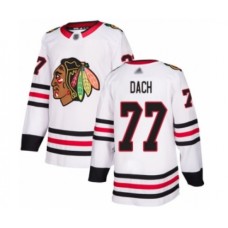 Men Chicago Blackhawks #77 Kirby Dach Authentic White Away Hockey Stitched Jersey