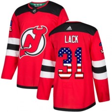 Men Adidas New Jersey Devils #31 Eddie Lack Authentic Red USA Flag Fashion NHL Jersey