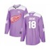 Men Detroit Red Wings #18 Albin Grewe Authentic Purple Fights Cancer Practice Hockey Stitched Jersey