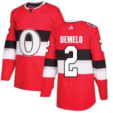 Men Adidas Ottawa Senators #2 Dylan DeMelo Authentic Red 2017 100 Classic NHL Jersey