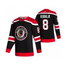 Men Chicago Blackhawks #8 Dominik Kubalik Black 2020-21 Reverse Retro Alternate Hockey Stitched Jersey