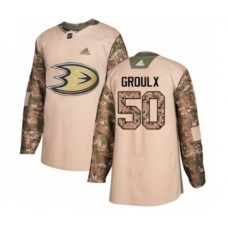 Men Adidas Anaheim Ducks #50 Benoit-Olivier Groulx Authentic Camo Veterans Day Practice NHL Jersey