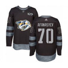 Men Nashville Predators #70 Egor Afanasyev Authentic Black 1917-2017 100th Anniversary Hockey Stitched Jersey