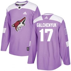 Men Adidas Arizona Coyotes #17 Alex Galchenyuk Purple Authentic Fights Cancer Stitched NHL Jersey