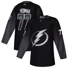 Men Tampa Bay Lightning #77 Victor Hedman adidas Alternate Authentic Player Jersey Black