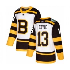 Men Boston Bruins #13 Charlie Coyle Authentic White 2019 Winter Classic Hockey Jersey