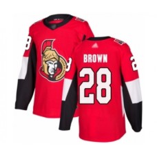 Men Ottawa Senators #28 Connor Brown Authentic Red Home Hockey Stitched Jersey